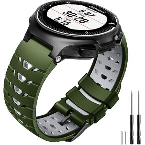 CUZOW for Forerunner 630/235/620/735XT/220/230/Approach S20/S6/S5, Two-in-One Color Soft Silicone Watch Band,Black-Gery