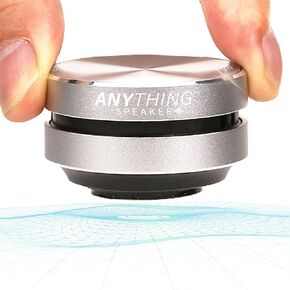 مكبر صوت Anything - مكبر صوت بلوتوث صغير محمول 2023 - حوّل أي شيء إلى مكبر صوت - مكبر صوت لاسلكي يعمل بالاهتزاز بالتوصيل العظمي + صندوق هدايا - بحجم مناسب للسفر، صوت 360 درجة (فضي)