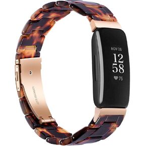 Wongeto Compatible Fitbit Inspire 2 & HR Bands for Women, Resin Strap Bands Accessories (Rose Gold+Tortoise) in Saudi Arabia
