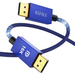 BIFALE VESA Certified 8K DisplayPort 1.4 Cable 25ft, DP 1.4 Cable Nylon Braided Supports (8K@60Hz, 4K@144Hz and 1080P@240Hz), HBR3, 32.4Gbps, HDCP 2.2, HDR, DSC 1.2 for Laptop PC TV Gaming Monitor