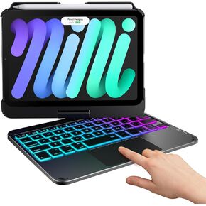 typecase Keyboard Case for iPad Mini 6 - Trackpad - Wireless Case with Keyboard for iPad Mini 6th Generation 8.3" 2021-10 Colors Backlit Keyboard Cover - Dark Gray