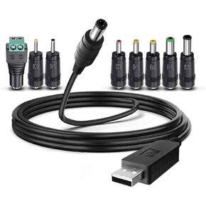 سلك طاقة DC 9V 1A 2A USB DC 5.5x2.1mm كابل محول USB DC 5V إلى DC 9V، 8 أطراف موصل (6.0*4.0، 6.3*3.0، 4.8x1.7، 4.0x1.7، 4.0x1.35، 3.5x1.35، 3.0x1.1، 2.5x0.7، موصل LED)
