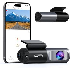 كاميرا داش 4K WiFi 2160P للسيارات، مسجل أمامي للكاميرا مع التطبيق، وضع ركن السيارة لمدة 24 ساعة، مستشعر G، رؤية ليلية، تسجيل حلقي، دعم 256 جيجابايت كحد أقصى in Kuwait