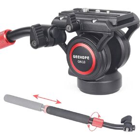 حامل ثلاثي احترافي لسحب السوائل GEEHOPE GH-12، رأس سائل فيديو مع لوحة منزلقة براغي 1/4 و3/8 بوصة للحامل ثلاثي القوائم عالي التحمل، مونوبود، كاميرات الفيديو وكاميرات DSLR، أقصى حمل 24.5 رطل/12 كجم in Kuwait