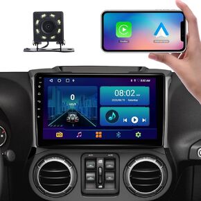 Yeizwieo ترقية 10.1 بوصة Android 12 راديو السيارة ستيريو لسيارة Jeep Wrangler JK Compass Grand Cherokee Dodge Ram 1500 مع Carplay اللاسلكي وAndroid Auto & SWC/GPS/WiFi/FM مع كاميرا AHD in Kuwait