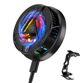 MATEPROX مبرد الهاتف الخليوي، مروحة تبريد مغناطيسية للهاتف مع لوحات مغناطيسية، شاشة LED ومصابيح RGB ونظام تبريد فوري، مشعاع الهاتف المحمول للألعاب المحمولة TikTok البث المباشر في الهواء الطلق مدونة فيديو in Kuwait