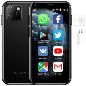 Truely Super Mini Smartphone, SOYES XS11 Unlocked Phone 3G WCDMA Android Mobile 2.5'' Touch Screen 1GB RAM 8GB ROM Dual SIM WiFi Bluetooth Hotspot Ultra Thin Card Pocket Cellphone (White)
