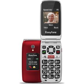 هاتف محمول Easyfone Prime-A1 Pro 4G غير مقفل بزر كبير لكبار السن، شاشة عالية الدقة 2.4 بوصة، خطوط كبيرة، صوت واضح، زر SOS، بطاقة SIM متضمنة، بطارية 1500 مللي أمبير مع قاعدة شحن (أسود)