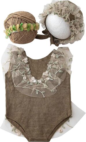 Zeroest Baby Photography Props Lace Hats Outfit Newborn Photo Shoot Outfits Infant Girl Photos Costume Set in Kuwait