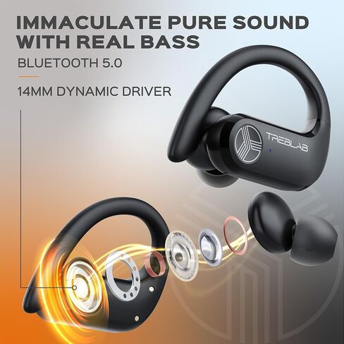 TREBLAB X3-Pro Earbuds Wireless Bluetooth, Earhook IPX5 12H Powerbank in Saudi Arabia