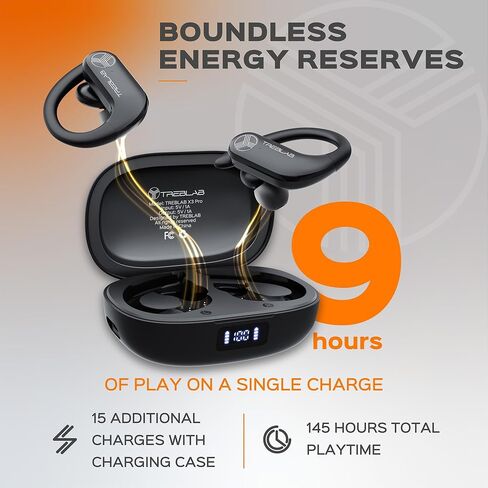 TREBLAB X3-Pro Earbuds Wireless Bluetooth, Earhook IPX5 12H Powerbank in Saudi Arabia