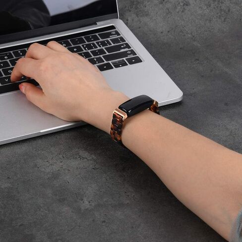 Wongeto Compatible Fitbit Inspire 2 & HR Bands for Women, Resin Strap Bands Accessories (Rose Gold+Tortoise) in Kuwait