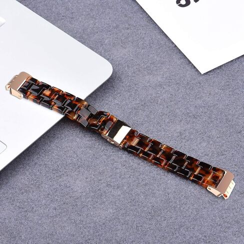 Wongeto Compatible Fitbit Inspire 2 & HR Bands for Women, Resin Strap Bands Accessories (Rose Gold+Tortoise) in Kuwait