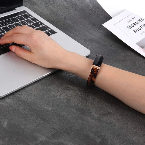 Wongeto Compatible Fitbit Inspire 2 & HR Bands for Women, Resin Strap Bands Accessories (Rose Gold+Tortoise) in Kuwait
