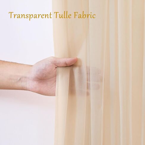 10×10ft Cream White Tulle Backdrop Curtain with Lights String for Parites, Sheer Photo Curtain Backdrop Drapes for Wedding Party Photography Backgrounds in Kuwait