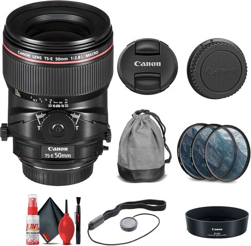 Canon TS-E 50mm f/2.8L Macro Tilt-Shift Lens (2273C002) + Filter Kit + Cap Keeper + Cleaning Kit + More (Renewed) in Saudi Arabia