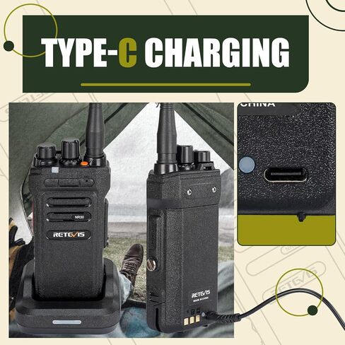 Retevis NR30 2 Way Radios Walkie Talkies Long Range, Waterproof Walkie Talkies IP67,2800mAh,USB-C,Noise Reduction, Heavy Duty Two Way Radio for Survival Adventure Offroad Business (2 Pack) in Kuwait