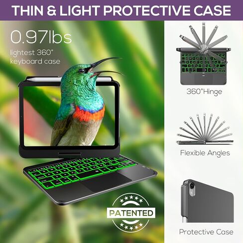 typecase Keyboard Case for iPad mini 7/6 8.3-inch, Trackpad, 360 Rotating in Kuwait