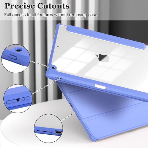 OKP for iPad 9th/ 8th/ 7th Generation Case (2021/2020/2019), iPad 10.2 inch Cases with Trifold Stand, Slim ipad 9/8/7 th gen Cover with Pencil Holder for Kids Women Men, Clear PC Back Shell, Pink in Kuwait