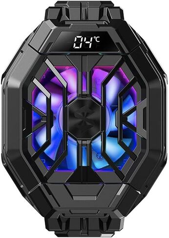 Phone Cooler, Black Shark Cell Phone Coolers Semiconductor with RGB&Time Display for iPhone Cooler for Gaming & Video Streaming & VLOG Mobile Cooling Fan for iPhone&Android Phone Black - 2Pro (Wired) in Kuwait