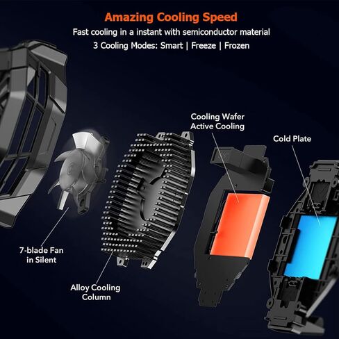 Phone Cooler, Black Shark Cell Phone Coolers Semiconductor with RGB&Time Display for iPhone Cooler for Gaming & Video Streaming & VLOG Mobile Cooling Fan for iPhone&Android Phone Black - 2Pro (Wired) in Kuwait