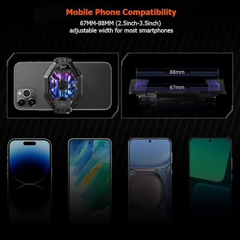 Phone Cooler, Black Shark Cell Phone Coolers Semiconductor with RGB&Time Display for iPhone Cooler for Gaming & Video Streaming & VLOG Mobile Cooling Fan for iPhone&Android Phone Black - 2Pro (Wired) in Kuwait
