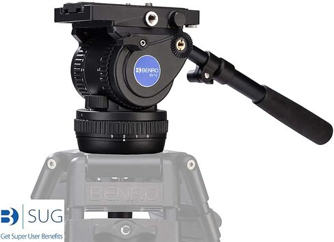 Benro 75mm Video Head with Quick Release Plate, 4 Step Counter Balance, 17.6 lb. Load Capacity- Black (BV8H) | 75mm bowl mount with 5-step counterbalance and 17.6lb capacity for panning, tilting and studio production in Saudi Arabia