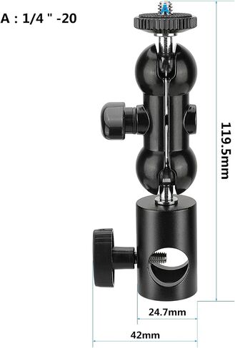 CAMVATE 16mm Light Stand Head Adapter with 1/4"-20 Thumbscrew Mini Ball Head Support - 2861 in Saudi Arabia