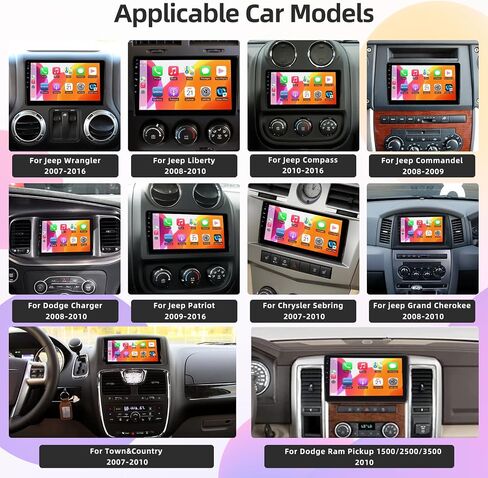 Yeizwieo ترقية 10.1 بوصة Android 12 راديو السيارة ستيريو لسيارة Jeep Wrangler JK Compass Grand Cherokee Dodge Ram 1500 مع Carplay اللاسلكي وAndroid Auto & SWC/GPS/WiFi/FM مع كاميرا AHD in Kuwait