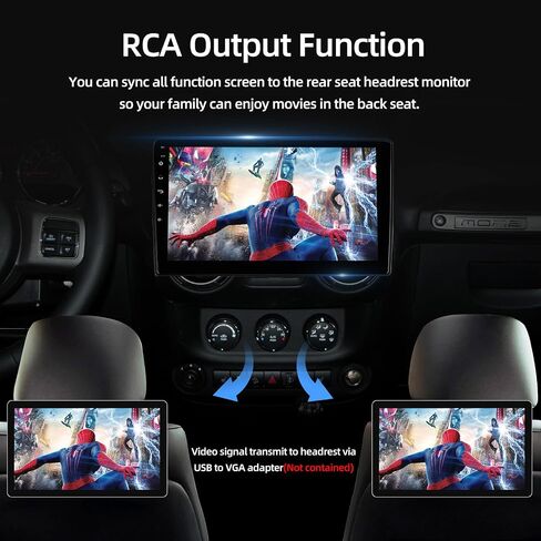 Yeizwieo ترقية 10.1 بوصة Android 12 راديو السيارة ستيريو لسيارة Jeep Wrangler JK Compass Grand Cherokee Dodge Ram 1500 مع Carplay اللاسلكي وAndroid Auto & SWC/GPS/WiFi/FM مع كاميرا AHD in Kuwait