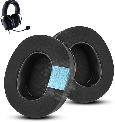 Wzsipod Cooling Gel Earpads for Razer Blackshark V2 X Headphones, Protein Leather & Fabric, Ultimate Comfort, Enhanced Durability, Cooling Effect Headset Replacement (Black) in Kuwait