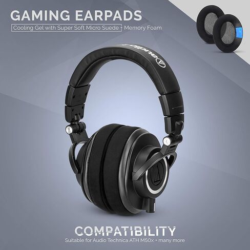 Brainwavz Gaming Earpads Compatible with ATH M50X, Hyper X Cloud, Steelseries Arctis, G Pro X & Many More, with Cooling Gel & Soft Micro Suede for Extra Comfort in Saudi Arabia