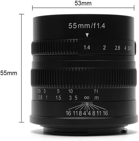 7 الحرفيين 55 مللي متر F1.4 APS-C الألومنيوم دليل عدسة ثابتة لكاميرات فوجي X جبل مثل X-A1 X-A10 X-A2 X-A3 X-at X-M1 XM2 X-T1 X-T10 X-T2 X-T20 X -Pro1 X-Pro2 X-E1 X-E2 X-E2s (أسود) in Kuwait