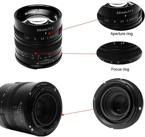 7 الحرفيين 55 مللي متر F1.4 APS-C الألومنيوم دليل عدسة ثابتة لكاميرات فوجي X جبل مثل X-A1 X-A10 X-A2 X-A3 X-at X-M1 XM2 X-T1 X-T10 X-T2 X-T20 X -Pro1 X-Pro2 X-E1 X-E2 X-E2s (أسود) in Kuwait