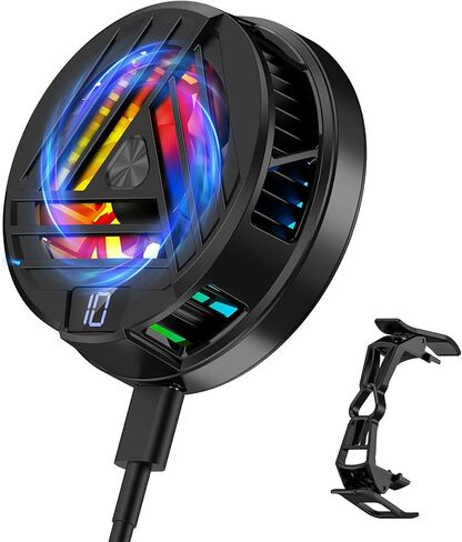 MATEPROX مبرد الهاتف الخليوي، مروحة تبريد مغناطيسية للهاتف مع لوحات مغناطيسية، شاشة LED ومصابيح RGB ونظام تبريد فوري، مشعاع الهاتف المحمول للألعاب المحمولة TikTok البث المباشر في الهواء الطلق مدونة فيديو in Kuwait