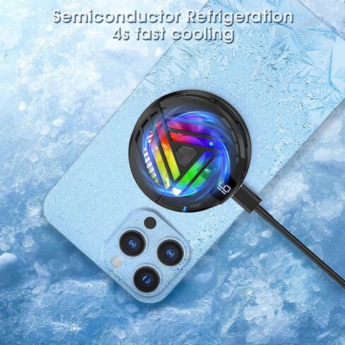 MATEPROX مبرد الهاتف الخليوي، مروحة تبريد مغناطيسية للهاتف مع لوحات مغناطيسية، شاشة LED ومصابيح RGB ونظام تبريد فوري، مشعاع الهاتف المحمول للألعاب المحمولة TikTok البث المباشر في الهواء الطلق مدونة فيديو in Kuwait