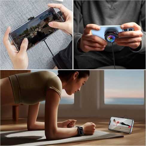 MATEPROX مبرد الهاتف الخليوي، مروحة تبريد مغناطيسية للهاتف مع لوحات مغناطيسية، شاشة LED ومصابيح RGB ونظام تبريد فوري، مشعاع الهاتف المحمول للألعاب المحمولة TikTok البث المباشر في الهواء الطلق مدونة فيديو in Kuwait