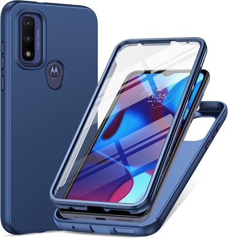 PUJUE لهاتف Motorola Moto-G Pure Phone Case: G Play 2023 | حافظة G Power 2022 من السيليكون غير اللامع حماية كاملة 360 - ممتص للصدمات متين ومضاد للصدمات وغطاء هاتف خلوي من مادة TPU للنساء والرجال (أزرق داكن) in Saudi Arabia