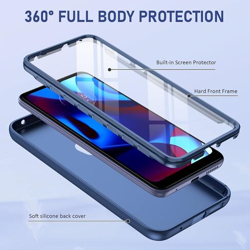 PUJUE لهاتف Motorola Moto-G Pure Phone Case: G Play 2023 | حافظة G Power 2022 من السيليكون غير اللامع حماية كاملة 360 - ممتص للصدمات متين ومضاد للصدمات وغطاء هاتف خلوي من مادة TPU للنساء والرجال (أزرق داكن) in Saudi Arabia