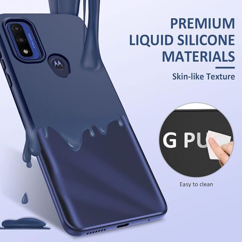 PUJUE لهاتف Motorola Moto-G Pure Phone Case: G Play 2023 | حافظة G Power 2022 من السيليكون غير اللامع حماية كاملة 360 - ممتص للصدمات متين ومضاد للصدمات وغطاء هاتف خلوي من مادة TPU للنساء والرجال (أزرق داكن) in Saudi Arabia