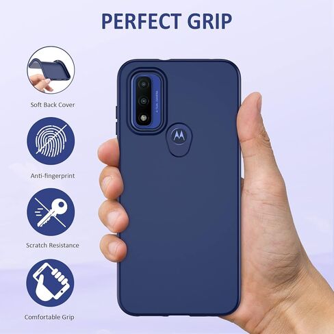 PUJUE لهاتف Motorola Moto-G Pure Phone Case: G Play 2023 | حافظة G Power 2022 من السيليكون غير اللامع حماية كاملة 360 - ممتص للصدمات متين ومضاد للصدمات وغطاء هاتف خلوي من مادة TPU للنساء والرجال (أزرق داكن) in Saudi Arabia