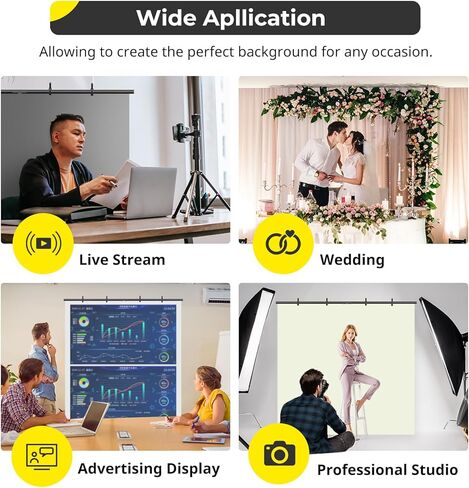 حامل خلفية Aureday، مجموعة حامل خلفية للصور قابلة للتعديل مقاس 8.5 × 10 أقدام مع 4 أشرطة متقاطعة، 4 مشابك زنبركية، 6 مشابك زنبركية مرنة، 2 كيس رمل، وحقيبة حمل للحفلات/حفلات الزفاف/التصوير الفوتوغرافي/الديكور in Kuwait