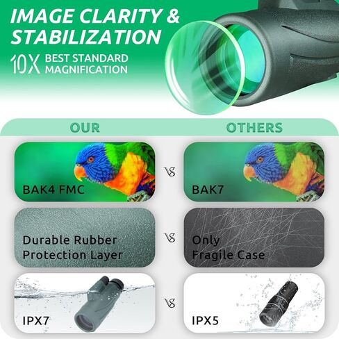 تلسكوب أحادي للهواتف الذكية، منظار TOTACLEA Zoom أحادي العين للبالغين، نطاق أحادي العين لمشاهدة الطيور والصيد والمشي لمسافات طويلة والتخييم مع حامل الهاتف الذكي المحسن وحامل ثلاثي معدني in Kuwait