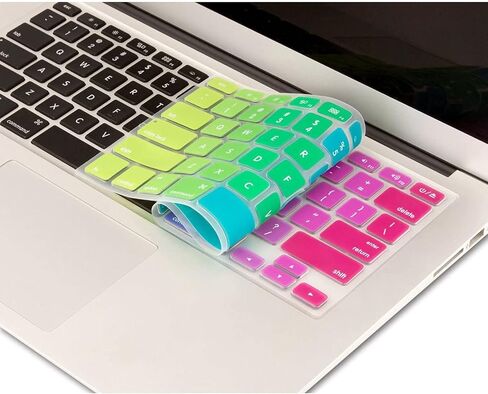 MOSISO Silicone Keyboard Cover Compatible with MacBook Air 13 inch A1466 A1369 2010-2017&Compatible with MacBook Pro 13/15 inch (with/Without Retina Display, 2015 or Older Version), Blue & Pink in Saudi Arabia