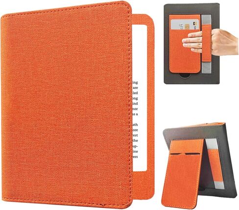 حافظة SINKAAA لجهاز Kindle مقاس 6 بوصات (الجيل الحادي عشر، إصدار 2022)، غطاء ذكي من جلد البولي يوريثان مع ميزة التنبيه التلقائي للنوم مع غطاء للأكمام مع فتحة للبطاقة وحزام يد لجهاز Kindle 2022 (برتقالي) in Kuwait