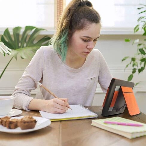 حافظة SINKAAA لجهاز Kindle مقاس 6 بوصات (الجيل الحادي عشر، إصدار 2022)، غطاء ذكي من جلد البولي يوريثان مع ميزة التنبيه التلقائي للنوم مع غطاء للأكمام مع فتحة للبطاقة وحزام يد لجهاز Kindle 2022 (برتقالي) in Kuwait