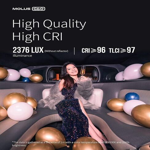 ZHIYUN G60 Combo Light، مصباح فيديو LED ثنائي اللون، CRI≥96، TLCI≥97، 300 جرام محمول 60 وات COB LED إضاءة الإخراج المستمر، التحكم في تطبيق البلوتوث، مع ملحقات تركيب Bowens DC/PD مزود الطاقة in Saudi Arabia