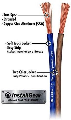 InstallGear 12 Gauge Speaker Wire AWG (250ft - Blue/Black) | Speaker Cable for Car Speakers Stereos, Home Theater Speakers, Surround Sound, Radio, Automotive Wire, Outdoor | Speaker Wire 12 Gauge in Saudi Arabia