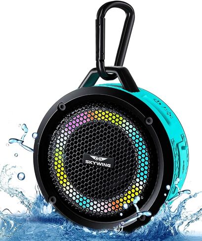 Shower Speaker, Certified IPX7 Waterproof,Portable Bluetooth Speaker with Suction Cup,Hook,Light, Stocking Stuffers, Premium Mini Outdoor Wireless Speaker, Ideal Gift for Christmas (Blue) in Kuwait