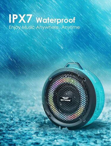 Shower Speaker, Certified IPX7 Waterproof,Portable Bluetooth Speaker with Suction Cup,Hook,Light, Stocking Stuffers, Premium Mini Outdoor Wireless Speaker, Ideal Gift for Christmas (Blue) in Kuwait